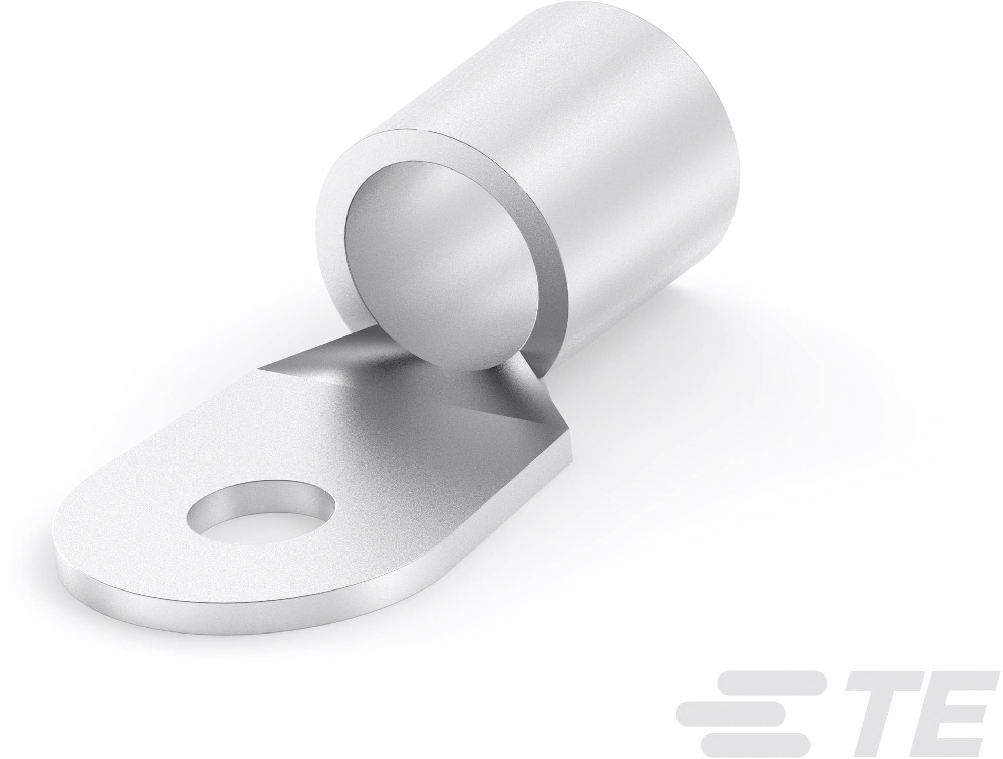 Aluminiumverbinder mit rundem Anschluss und ovaler Montageplatte, bereit zur Integration in elektrische oder mechanische Systeme.