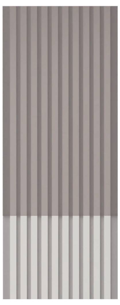 Abstraktes Bild mit vertikal angeordneten graubraun gefärbten Streifen und einem helleren Streifen am unteren Rand.