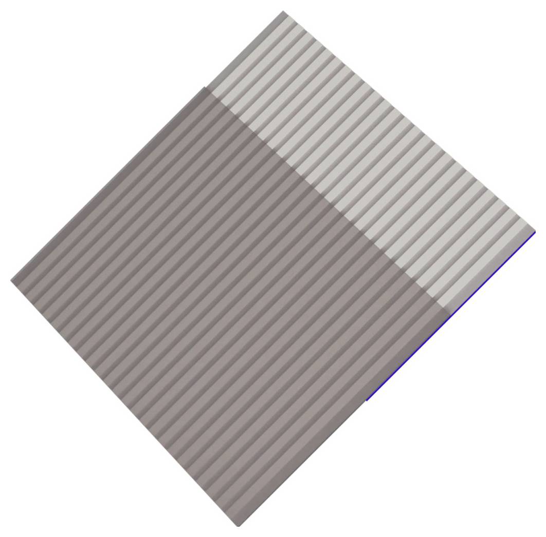 Abstraktes Bild von vertikalen beige- und graufarbenen Stoff- oder Papierpaneelen mit abwechselnden schmalen Streifen und weichen Schatten.