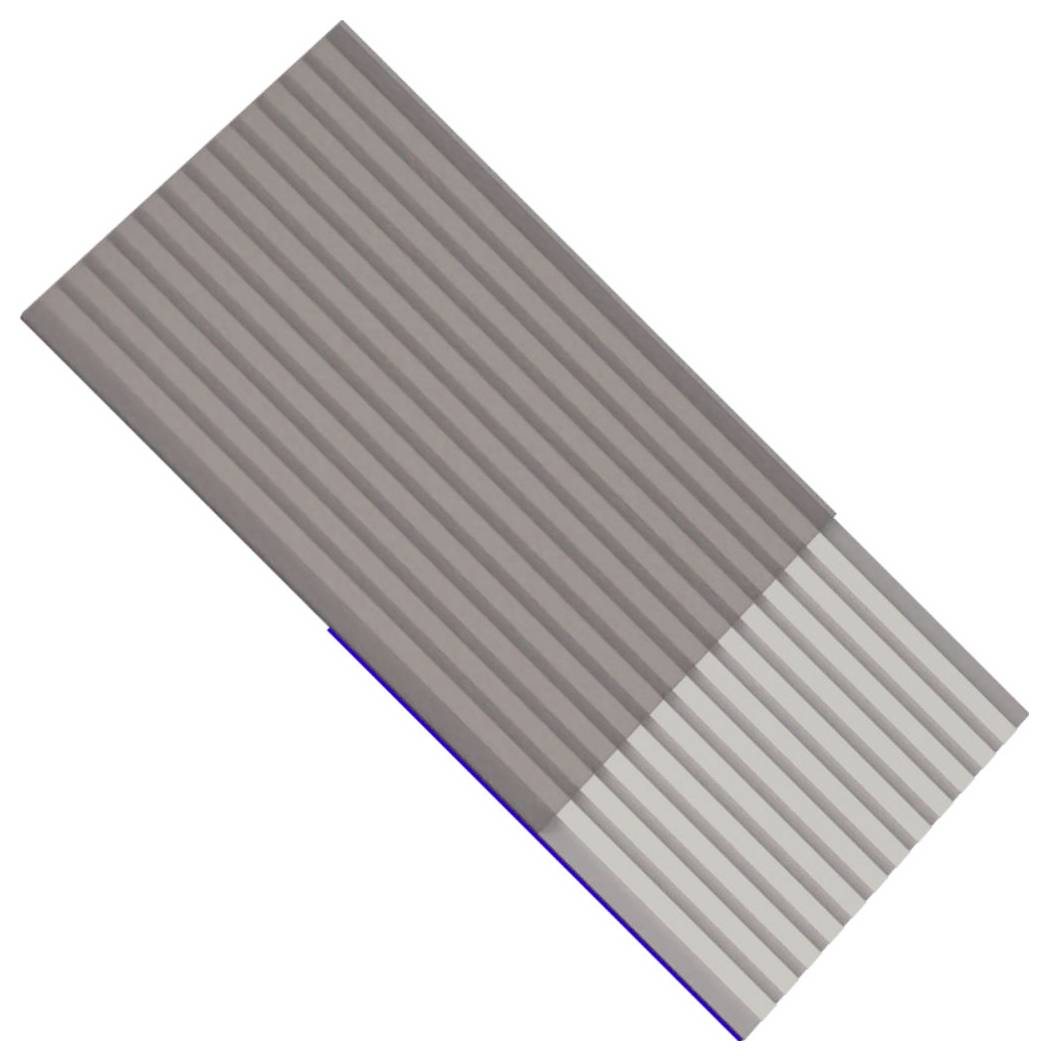 Diagonales gestreiftes rechteckiges Panel oder stoffähnliches gefaltetes Objekt mit dunkelgrauem oberem Bereich, der in einen hellgraueren unteren Bereich übergeht.