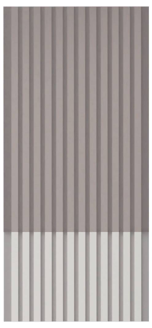Abstraktes Bild mit vertikalen, gedeckten braun- und graugestreiften Mustern und einem helleren Streifen am unteren Rand.