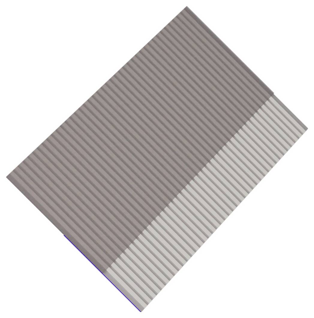 Ein rotiertes rechteckiges Panel mit schmalen diagonalen Streifen, hauptsächlich braun-grau mit einem helleren graueren Bereich unten rechts.