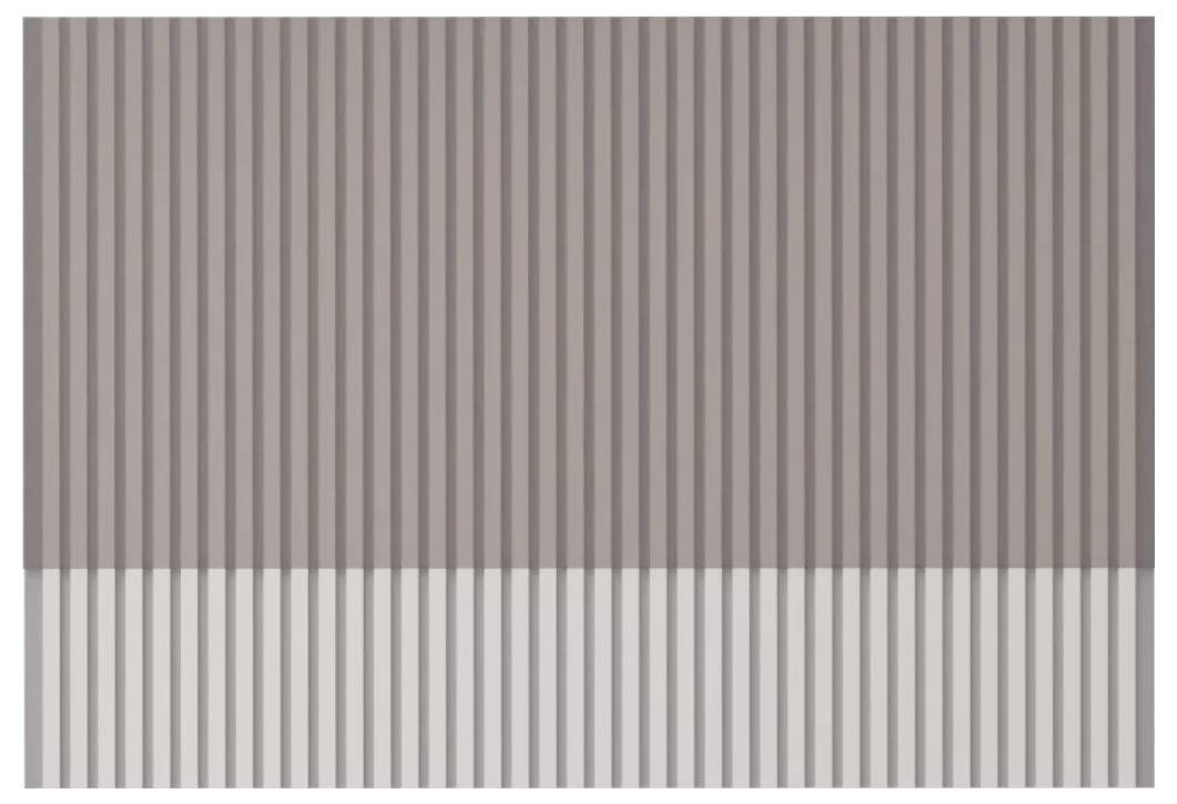 Abstraktes Bild mit vertikalen braun und grau gestreiften Mustern und einem helleren horizontalen Streifen über dem unteren Bereich.