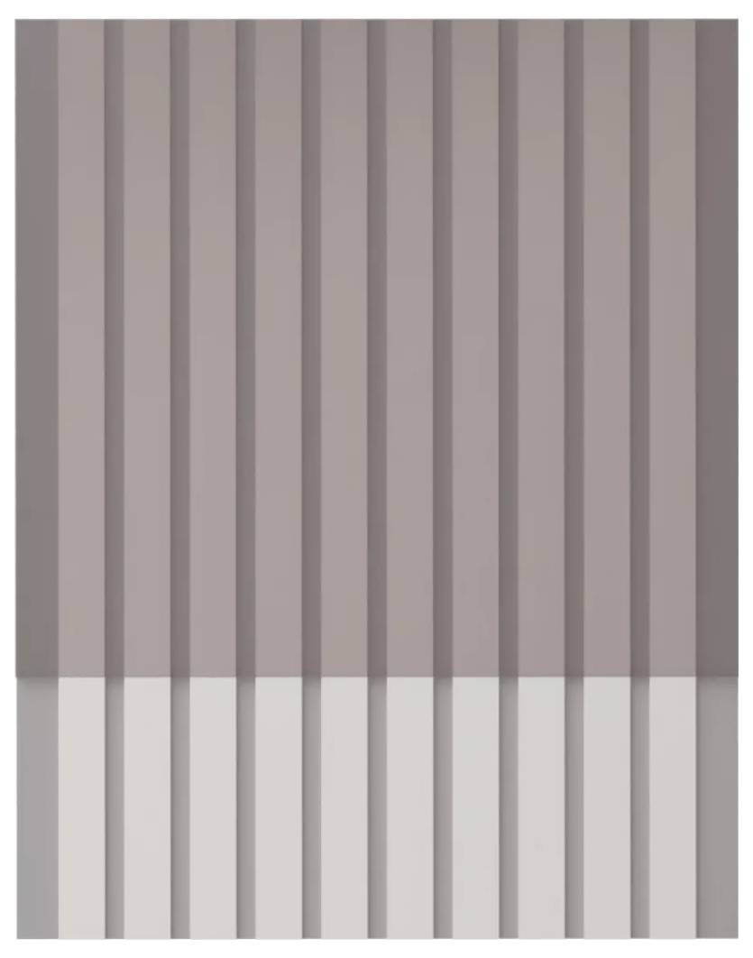 Abstrakte Grafik mit vertikalen grau- und beigefarben Streifen, horizontal in zwei Abschnitte unterteilt, mit dunkleren Tönen oben und helleren Tönen unten.