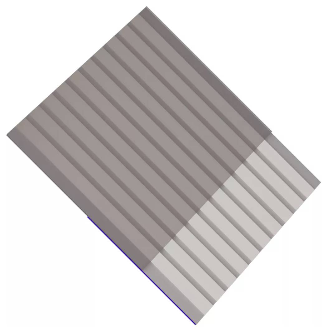 Diagonales Streifenmuster in Grau und Taupe auf einem rechteckigen Panel mit einem helleren Bereich unten rechts auf weißem Hintergrund