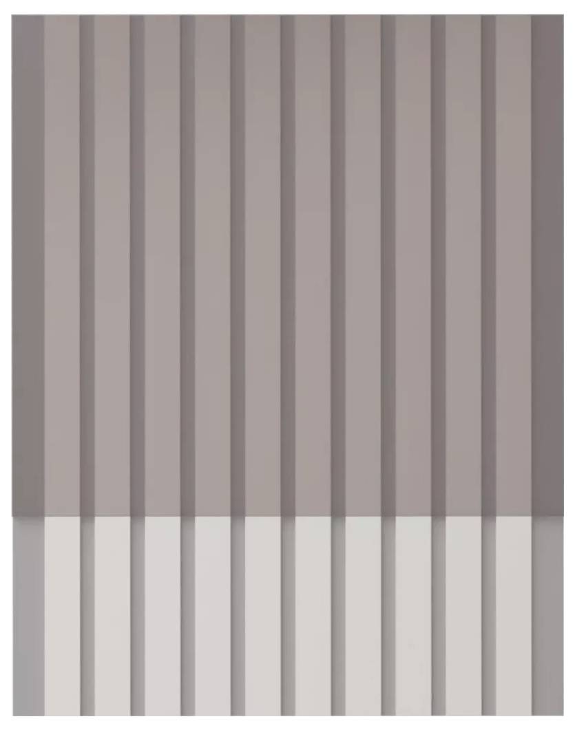 Abstraktes Bild aus vertikalen mauve- und graugestreiften Streifen, horizontal in zwei Farbbänder aufgeteilt.
