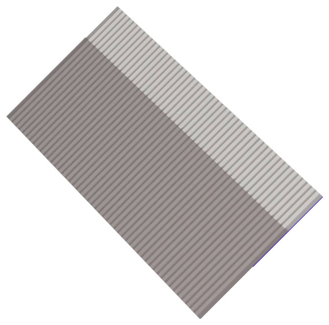 Rechteckiges Panel mit diagonalen Streifen und einem helleren gestreiften Bereich entlang einer Kante auf weißem Hintergrund.