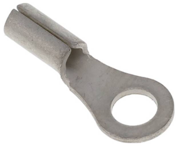 Ein Metallringanschluss mit einem kreisförmigen Loch, der zum Verbinden von elektrischen Drähten verwendet wird.