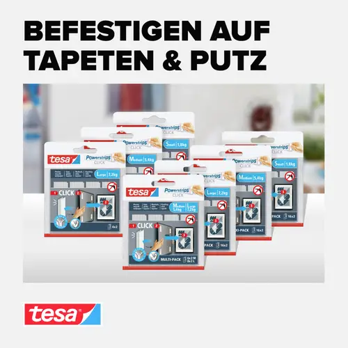 Tesa Powerstrips CLICK Medium 16x 2 Stück (L x B) 80mm x 20mm Inhalt: 16 Paar Tesa Powerstrips CLICK Medium 16x 2 Stück (L x B) 80mm x 20mm Inhalt: 16 Paar