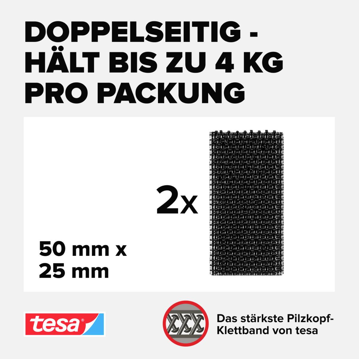 Tesa Ultra Power Lock Klettband (L x B) 50mm x 25mm 2 Paar