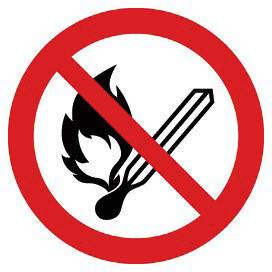 Verbotsschild Keine offene Flamme, Feuer, offene Zündquelle und Rauchen verboten 1 St.
