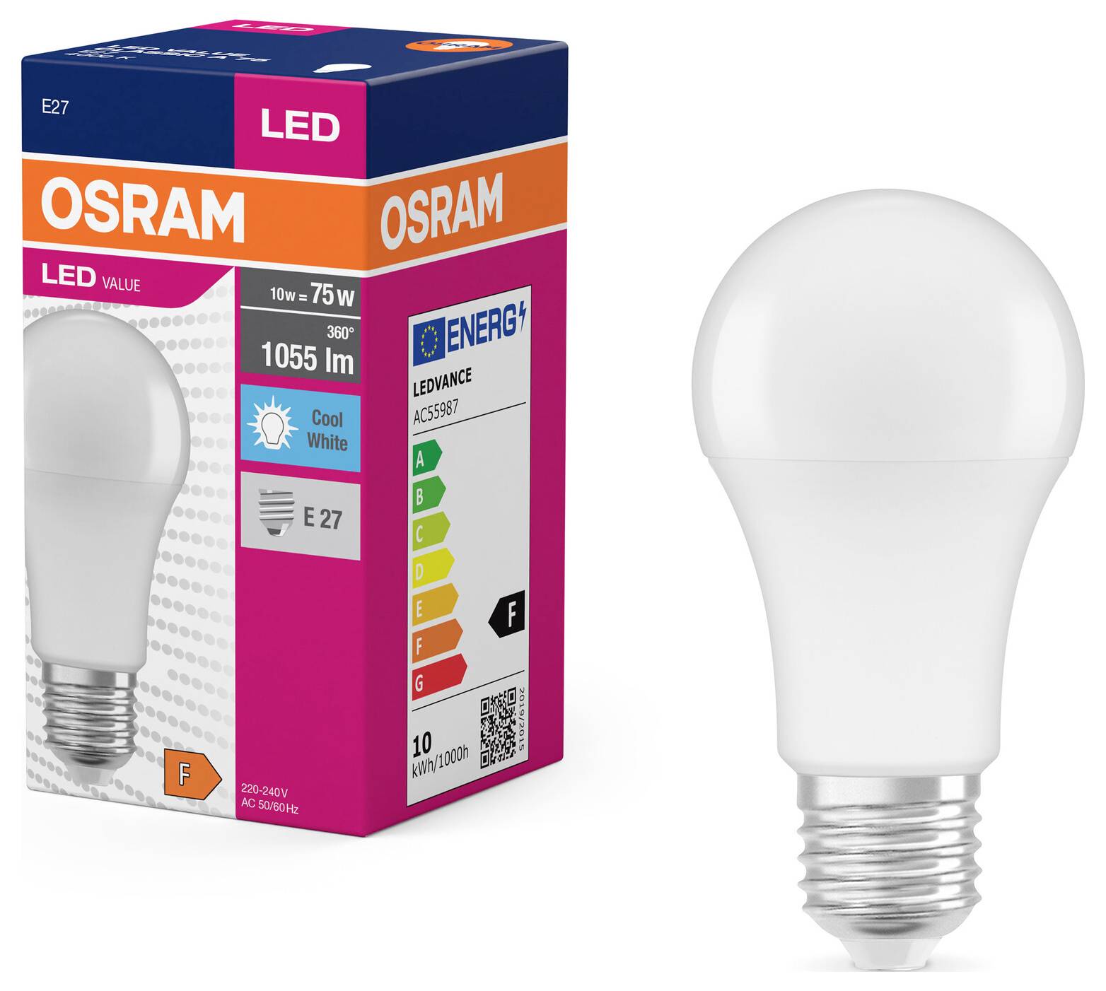 OSRAM HOMELIGHTING 4099854109904 LED EEK F (A - G) E27 Glühlampenform 10W = 75W Neutralweiß (Ø x H) 60mm x 109mm 1St.