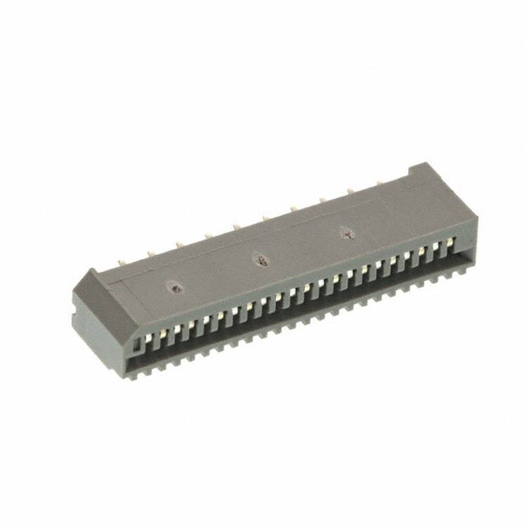 Ein 30-poliger Flachbandkabelstecker, grau, mit Reihen von Metallstiften, typischerweise für Motherboard-Verbindungen in elektronischen Geräten verwendet.