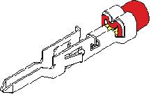 Ein technisches Diagramm zeigt einen Querschnitt eines Verarbeitungselements, möglicherweise eines Steckverbinders oder Kontakts.