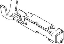 Lineare Zeichnung eines mechanischen Bauteils, möglicherweise ein Verbinder oder eine Komponente eines Gerätes, aus unterschiedlichen Blickwinkeln dargestellt.
