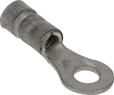 Eine Metallöse mit einem hohlen zylindrischen Körper und einem flachen kreisförmigen Abschluss, der ein zentrales Loch zur Befestigung von Kabeln aufweist.