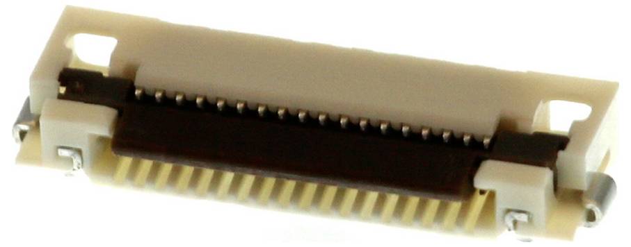 Ein Dreh-DIP-Schalter mit rotem Drehknopf, nummeriert von 0 bis 9, mit vier Metallstiften zur Leiterplattenmontage, gekennzeichnet als „C&K CRD10C