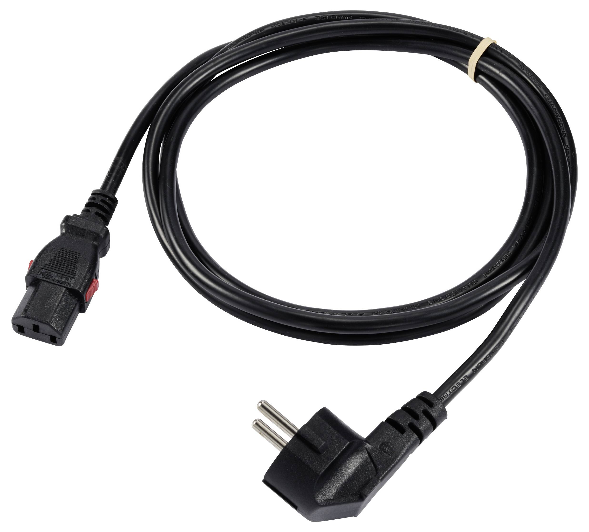 Sygonix SY-6733072 Kaltgeräte Anschlusskabel Schwarz 2m verriegelbar