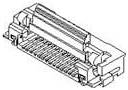 Isometrische technische Zeichnung eines rechteckigen elektronischen Steckers oder Moduls mit zentralem Stiftfeld und Befestigungslaschen.