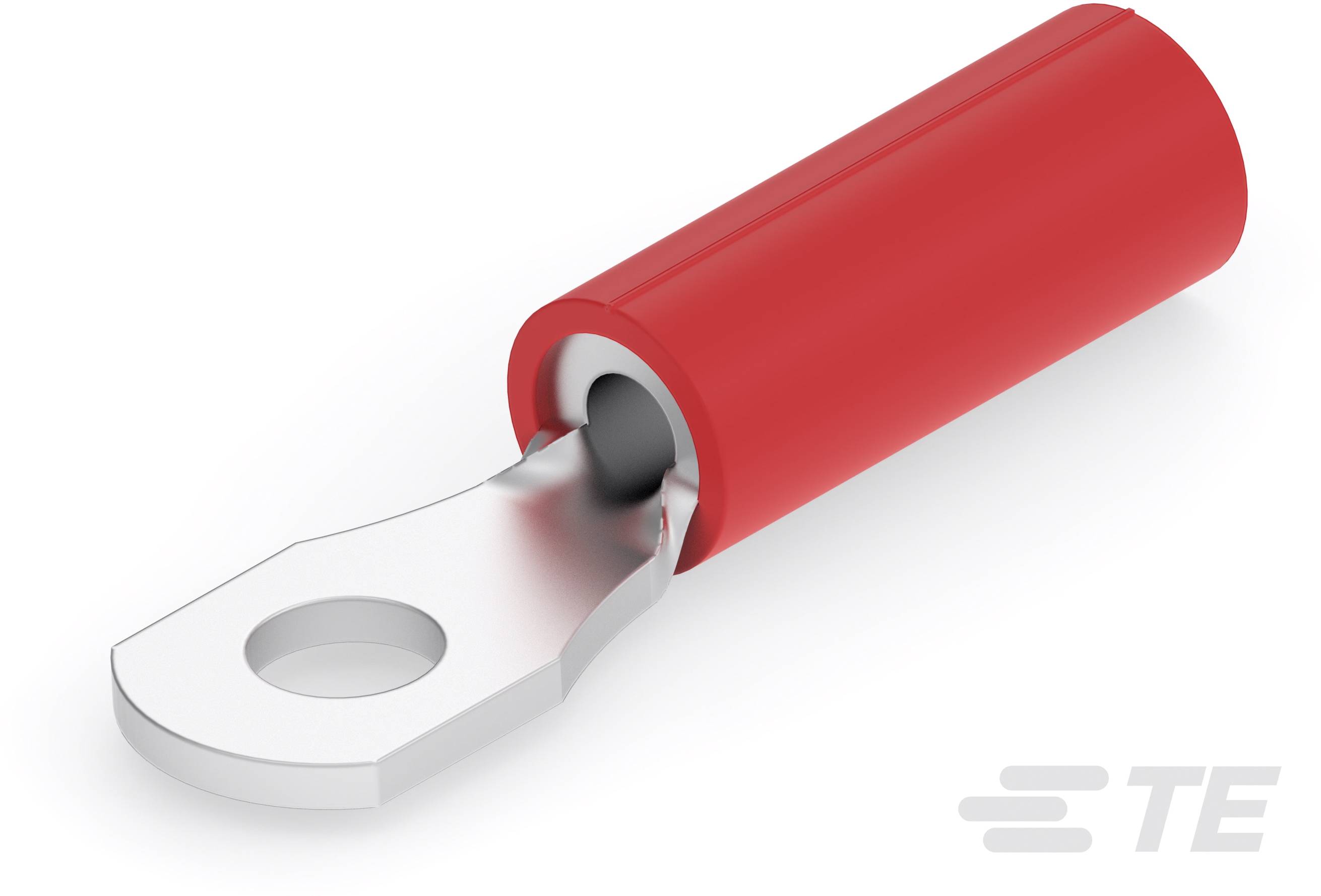 TE Connectivity 132016-1 Ringkabelschuh Querschnitt (max.)=0.6mm² Loch-Ø=3.02mm Teilisoliert Rot Bag