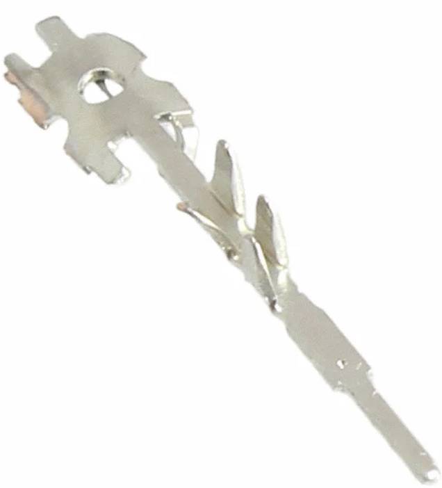 Eine silberne Haarnadel mit einem Violinschlüssel-Design an der Spitze und geschwungenen Details entlang des Schafts.