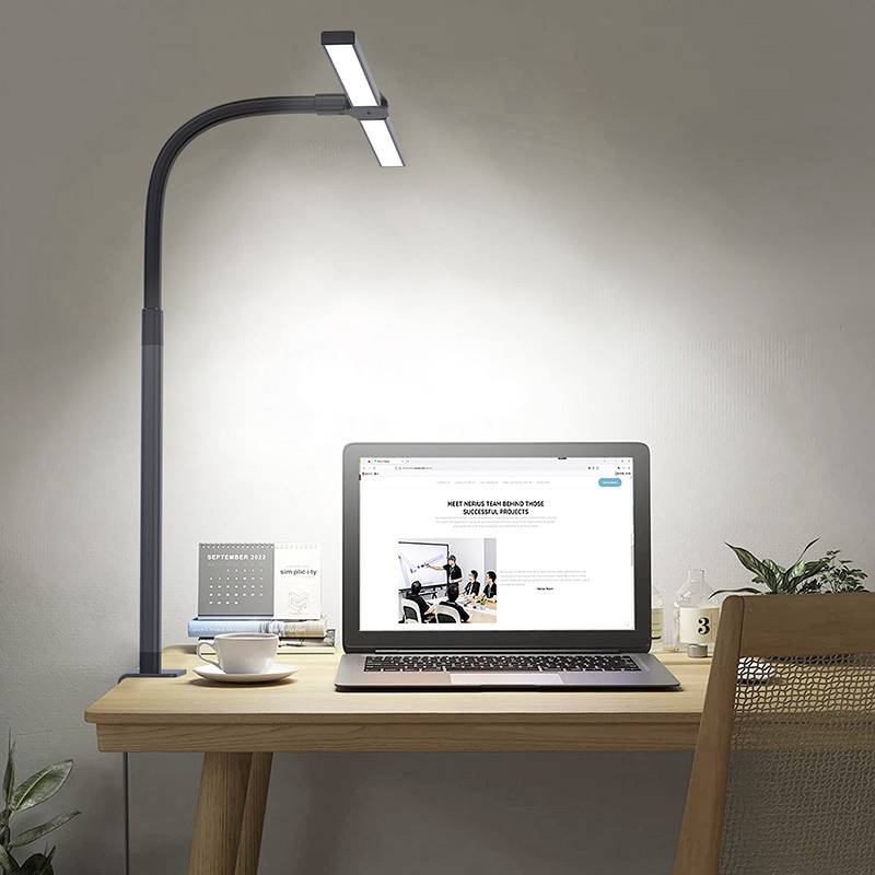 Ein Laptop auf einem Schreibtisch zeigt eine geöffnete Webseite. Daneben stehen eine Tasse, Bücher und eine Schreibtischlampe, die hell leuchtet.