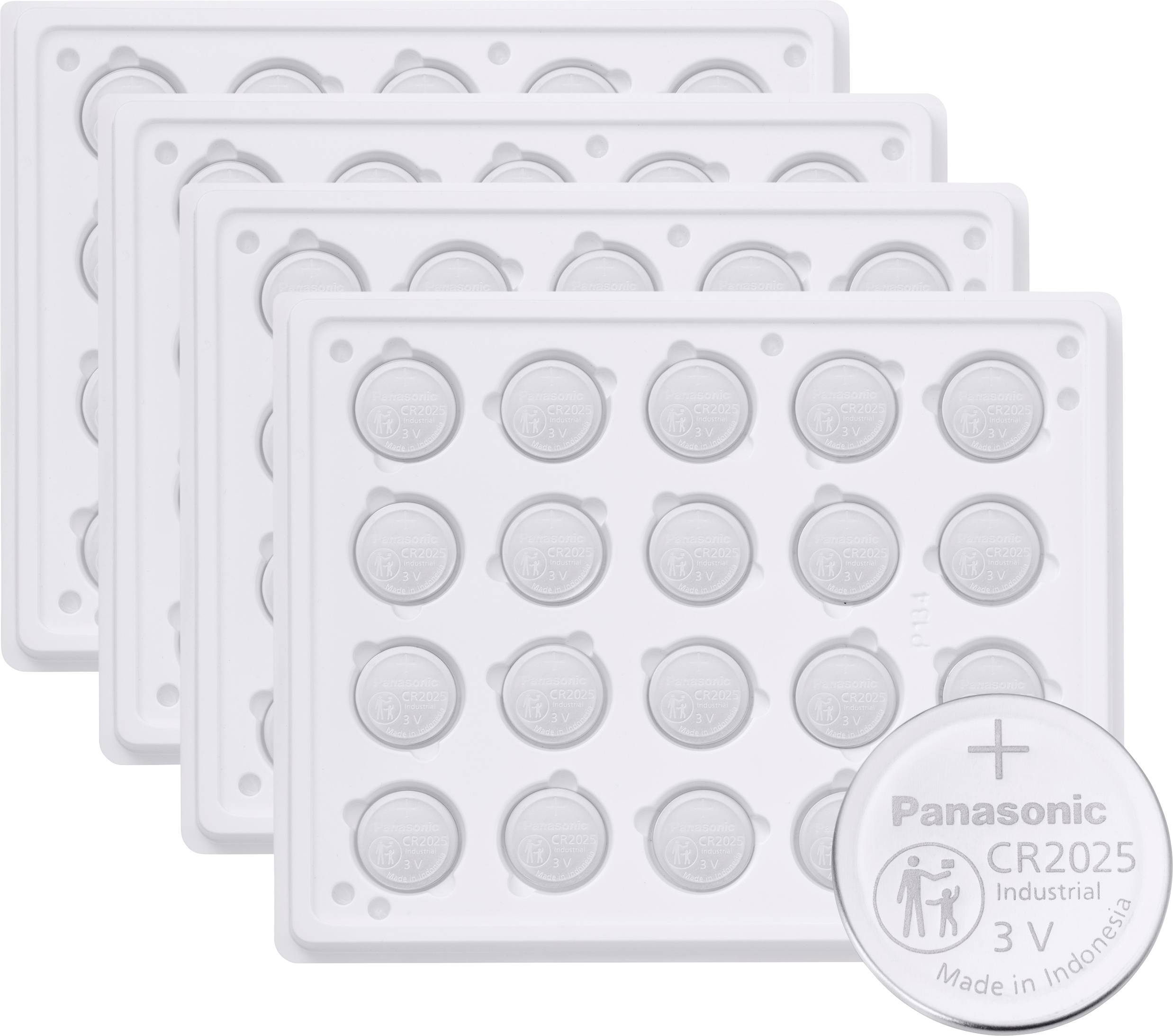 4 Packungen Panasonic CR2025 Industrielle 3V-Knopfbatterien, hergestellt in Indonesien