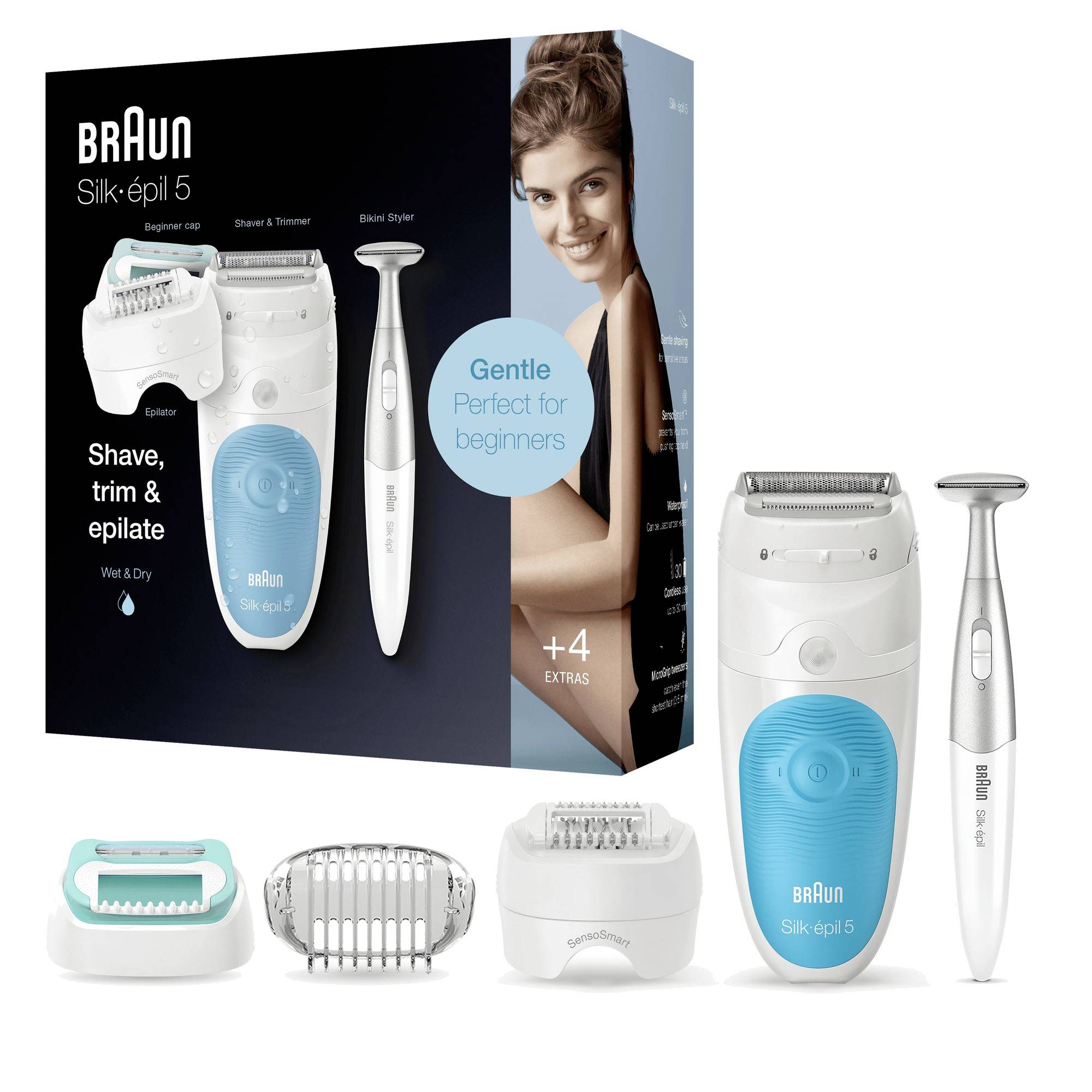 Braun Silk-epil 5-810 SensoSmart Epilierer Weiß, Blau
