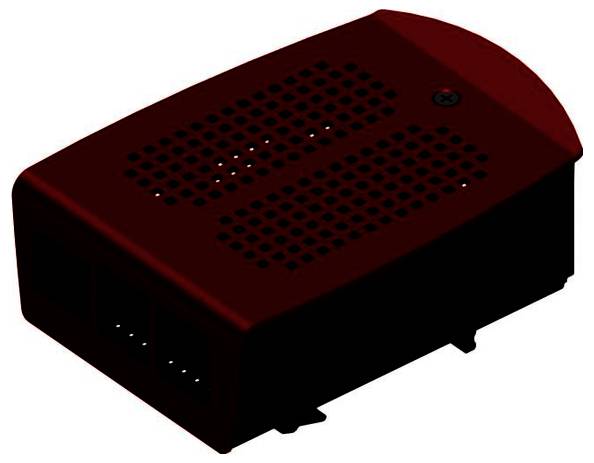 Fischer Elektronik SBC-Gehäuse Passend für (Entwicklungskits): Raspberry Pi® zur Hutschienenmontage Rot, Schwarz (eloxiert)