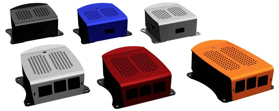 Fischer Elektronik SBC-Gehäuse Passend für (Entwicklungskits): Raspberry Pi® inkl. aktiven Kühler Rot, Schwarz (eloxiert)