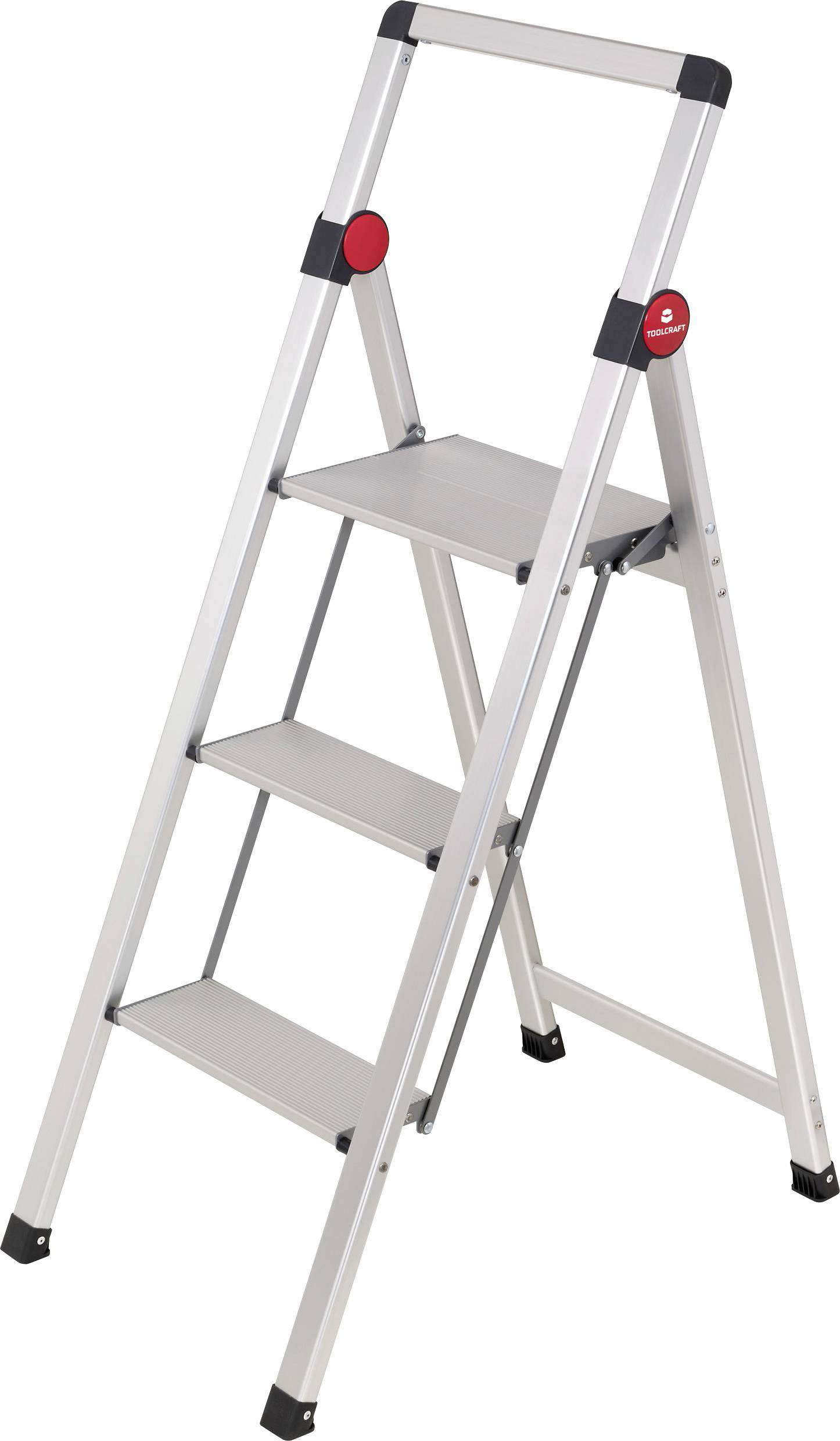TOOLCRAFT TO-10104639 Aluminiumlegierung Doppel-Stufentritt klappbar, Montage ohne Werkzeug Silber EN 14183 3.9kg
