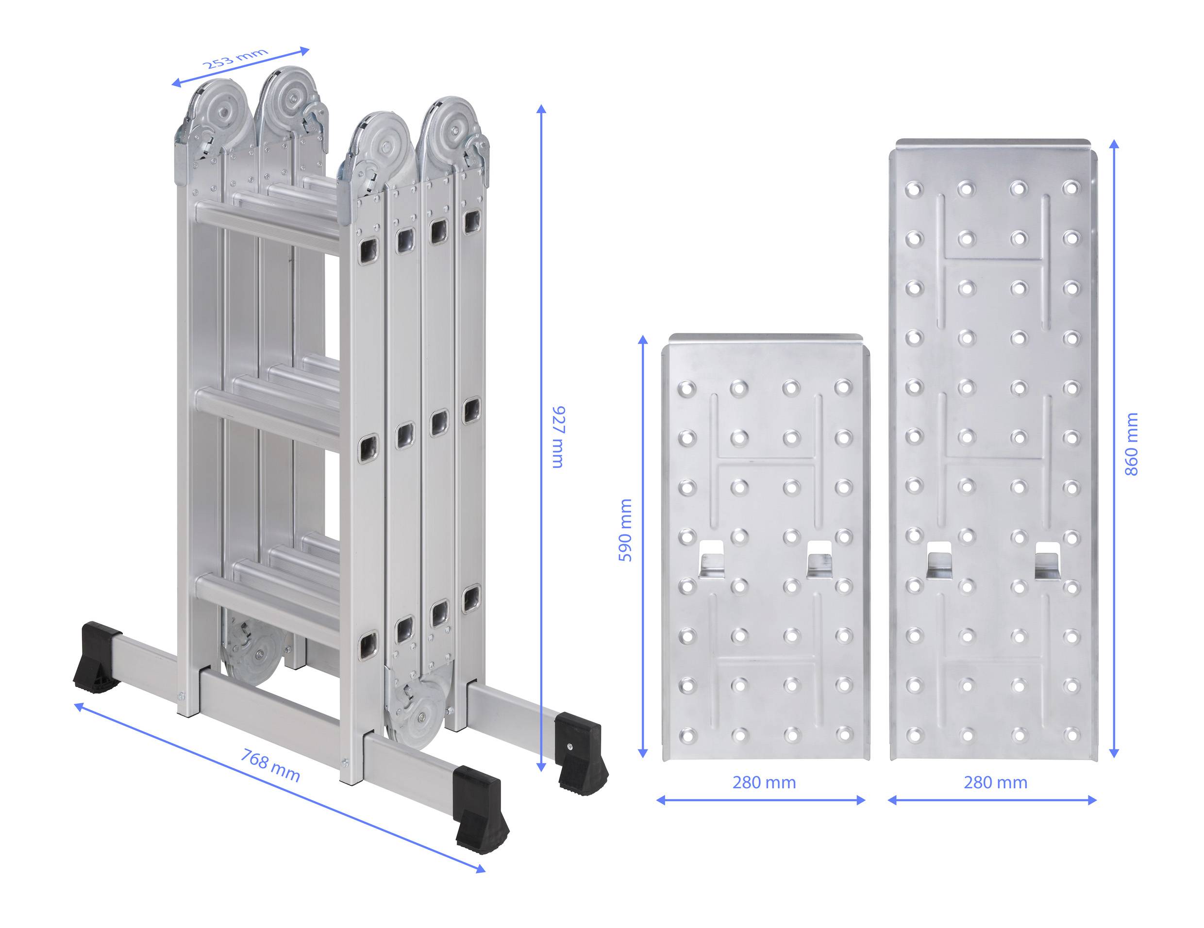 TOOLCRAFT TO-10104645 Aluminium Multifunktionsleiter klappbar Arbeitshöhe (max.): 4.3m Silber 15.7kg