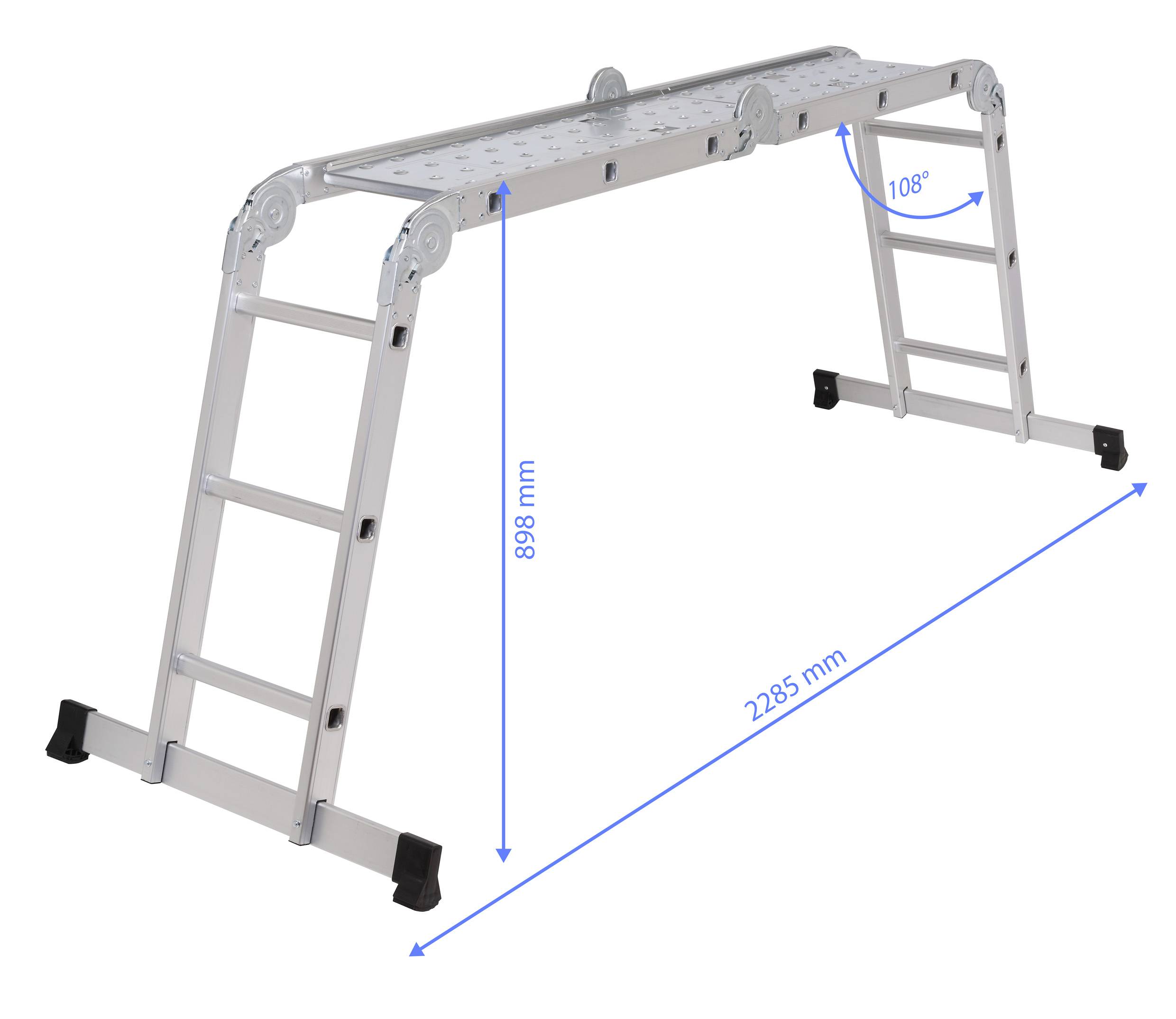 TOOLCRAFT TO-10104645 Aluminium Multifunktionsleiter klappbar Arbeitshöhe (max.): 4.3m Silber 15.7kg