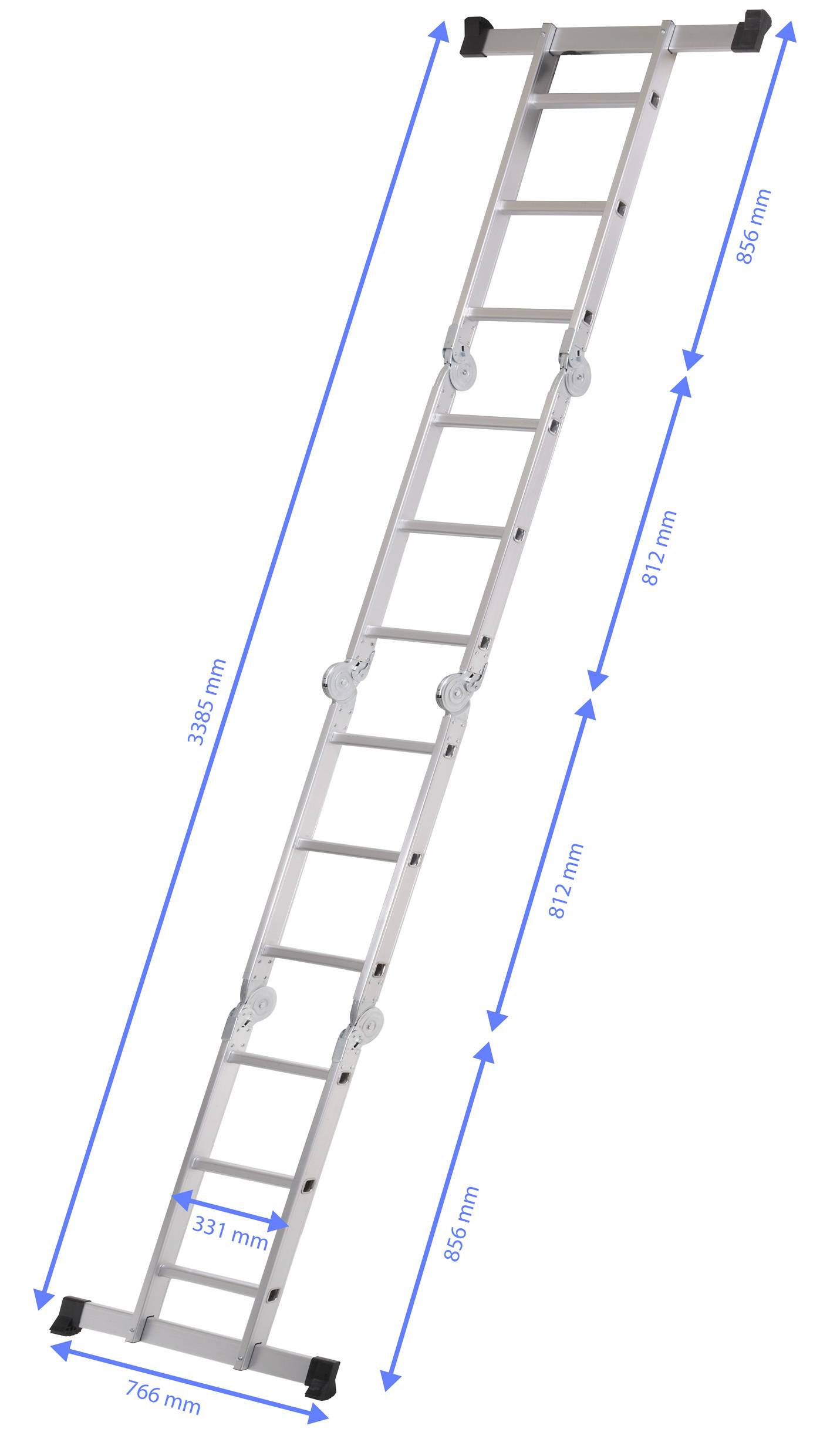 TOOLCRAFT TO-10104645 Aluminium Multifunktionsleiter klappbar Arbeitshöhe (max.): 4.3m Silber 15.7kg