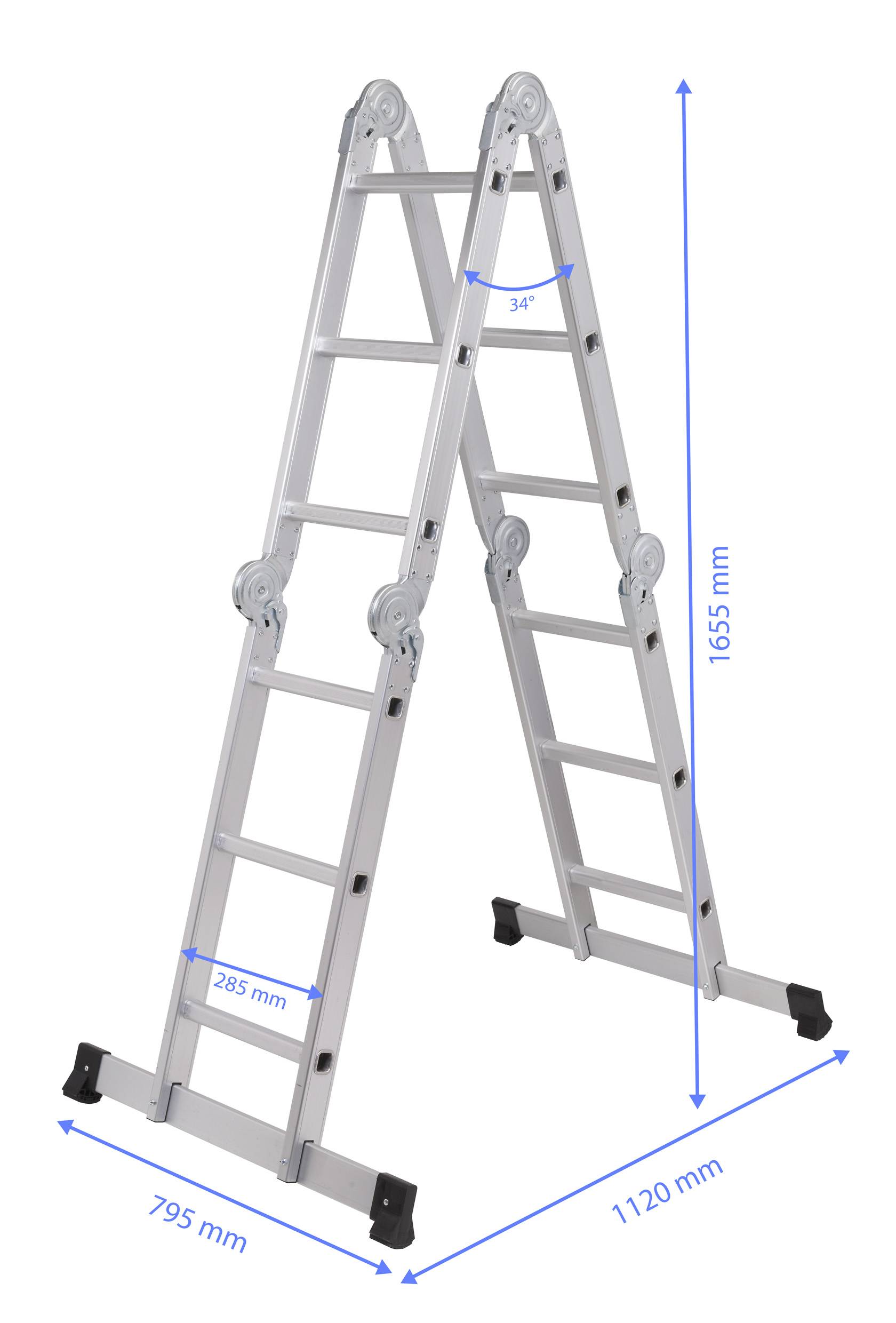 TOOLCRAFT TO-10104645 Aluminium Multifunktionsleiter klappbar Arbeitshöhe (max.): 4.3m Silber 15.7kg