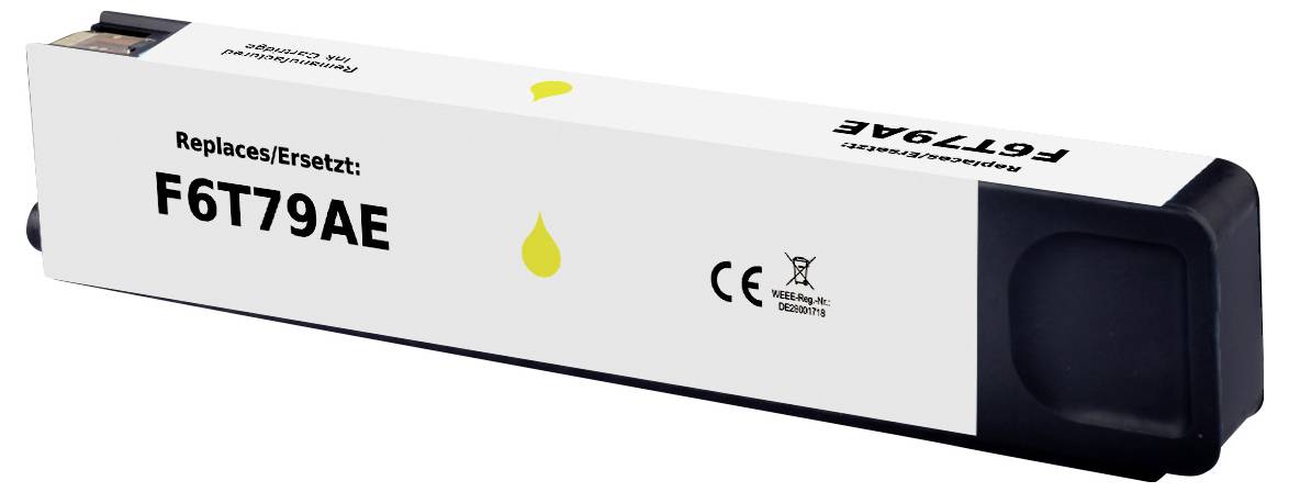 Druckerpatrone kompatibel mit Modell 'F6T79AE', in weißer Verpackung mit einem gelben Tropfensymbol, das den Tintentyp anzeigt.