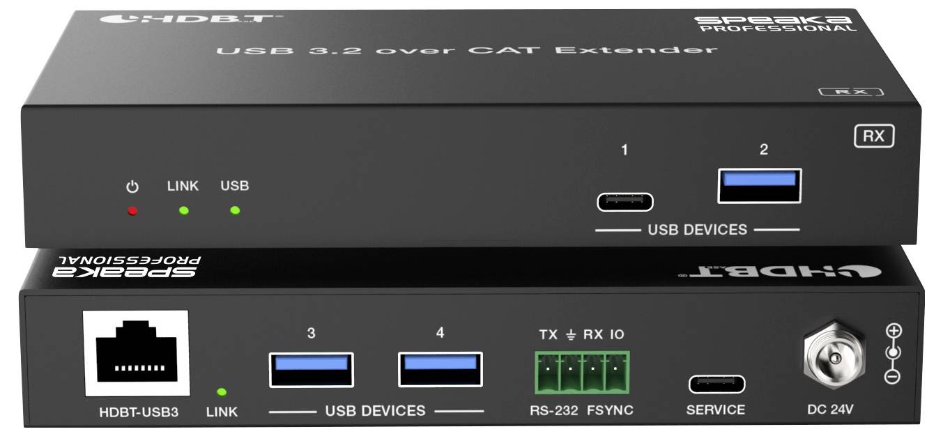 SpeaKa Professional SP-USBE-830 7+2 Port KVM-Extender über PC steuerbar Schwarz
