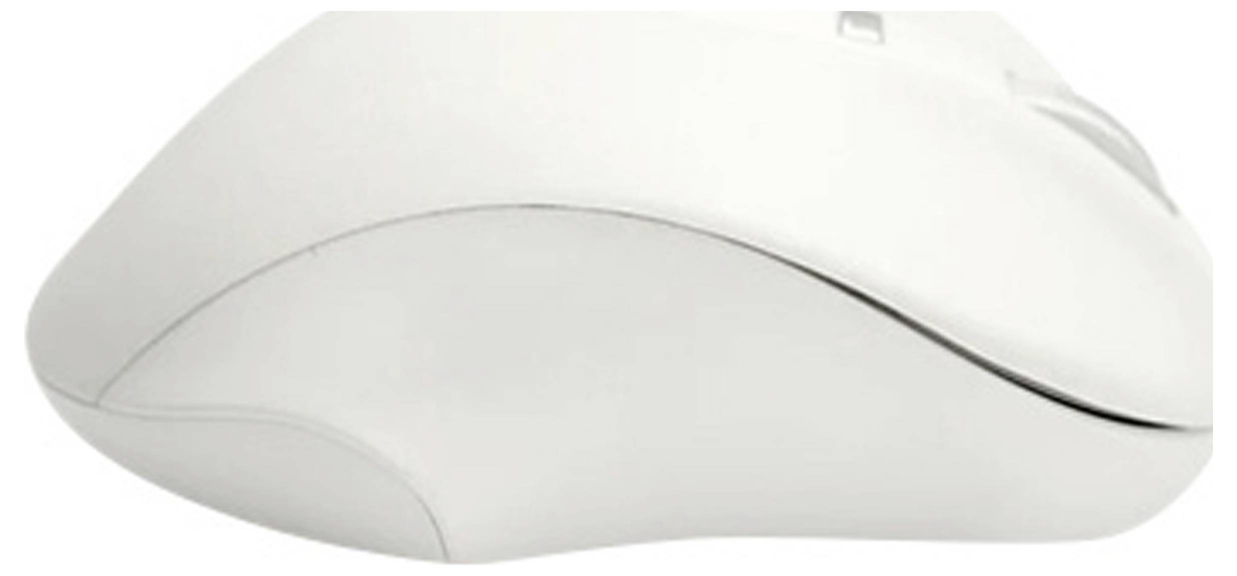 Weiße, kabellose Computermaus mit ergonomischem Design.