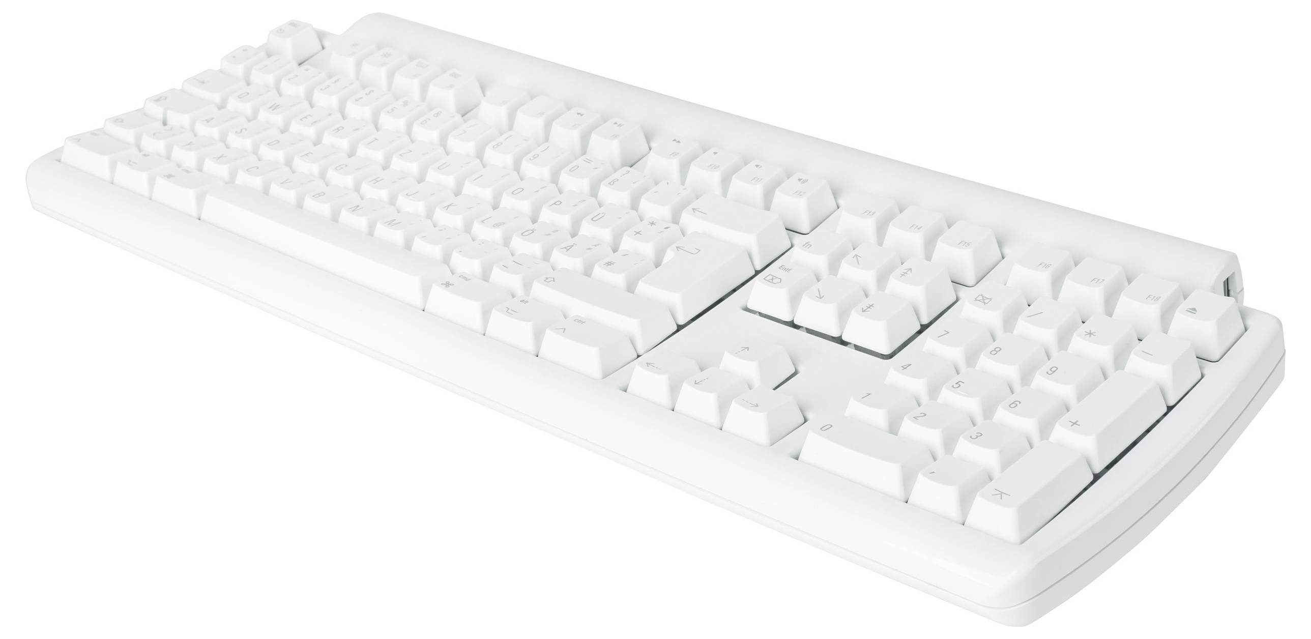 Matias FK302-DE Tactile Pro USB Tastatur Deutsch, QWERTZ, Mac Weiß USB-Hub, Abnehmbares Kabel