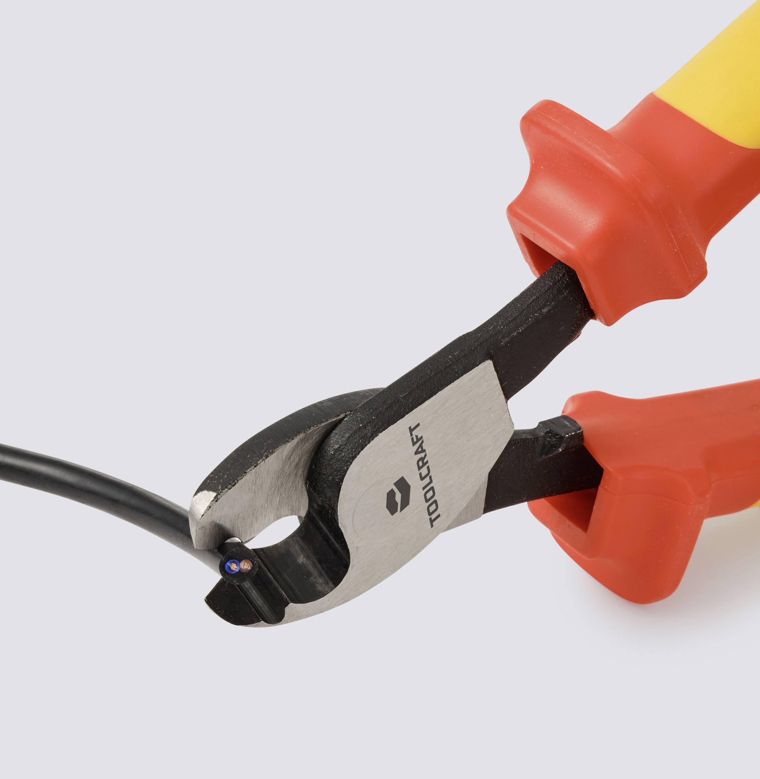 TOOLCRAFT TO-10104939 VDE-Kabelschere Geeignet für (Abisoliertechnik) Alu- und Kupferkabel, ein- und mehrdrähtig 10mm