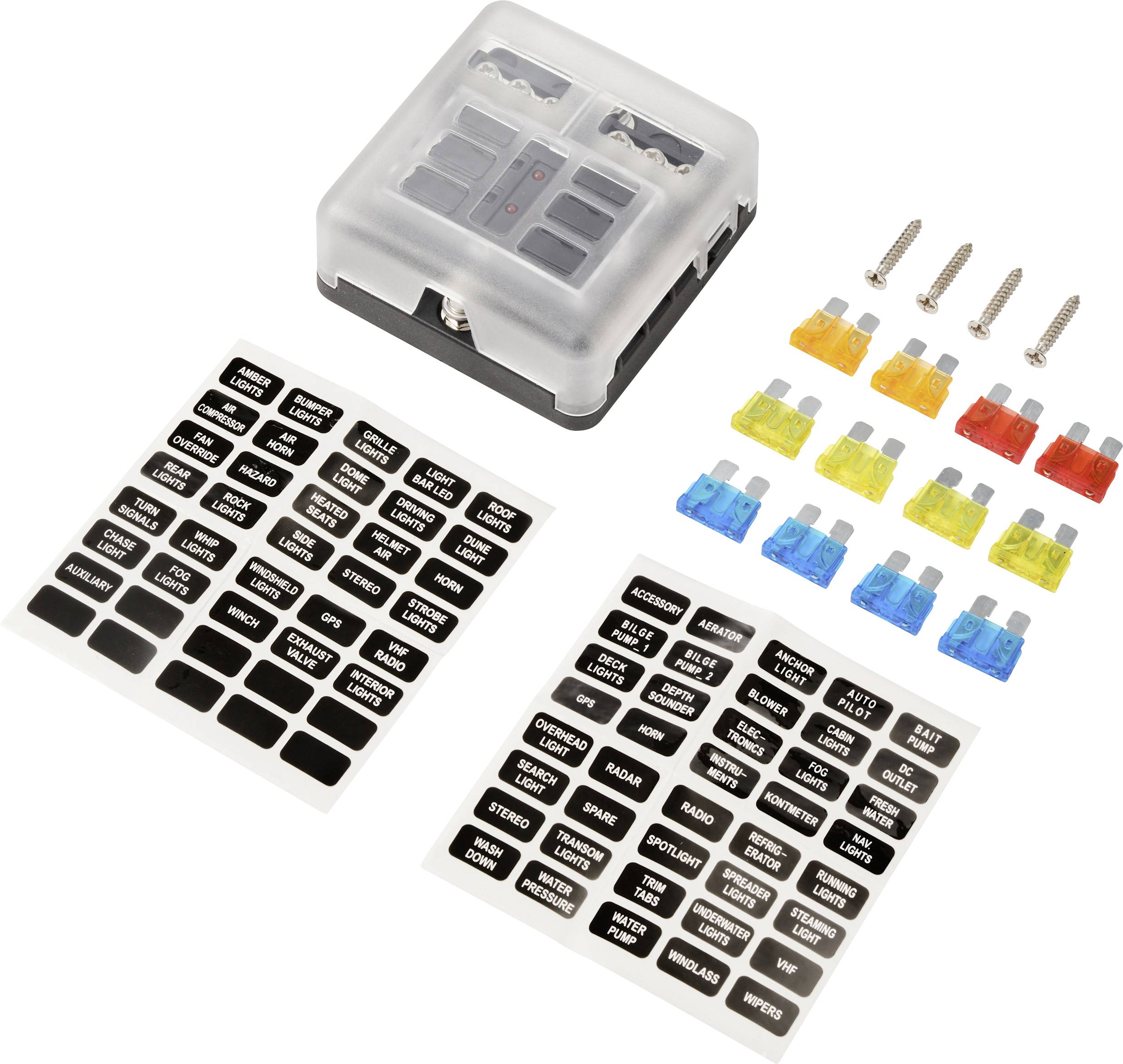 TRU COMPONENTS SICHERUNGS BOX 6-tlg TC-13473376 5 A, 10 A, 15 A, 20A