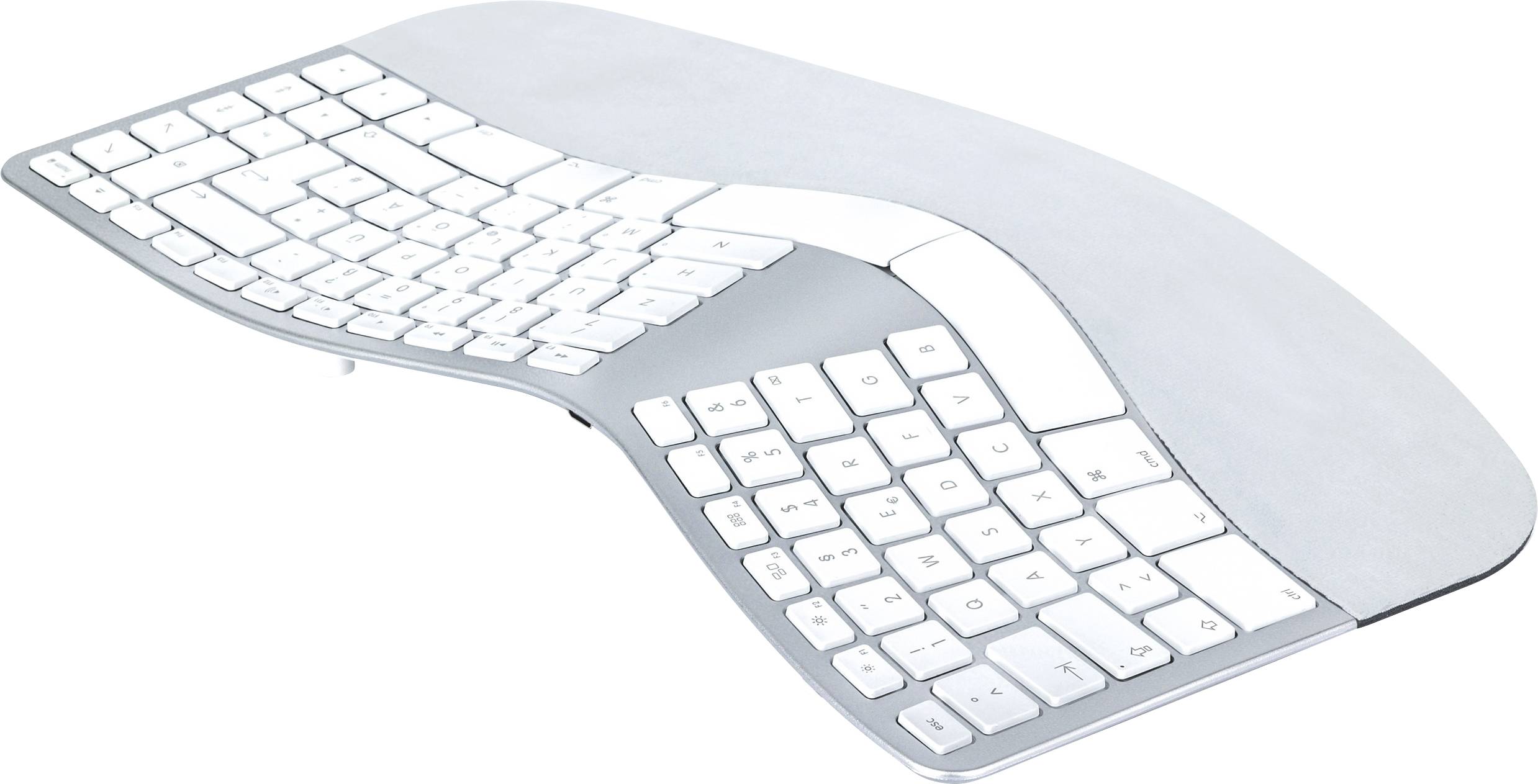 Matias FK413D-DE Sculpted Ergonomic Rechargeable Keyboard for Mac Kabellos Tastatur Deutsch, QWERTZ, Mac Silber Ergonomisch
