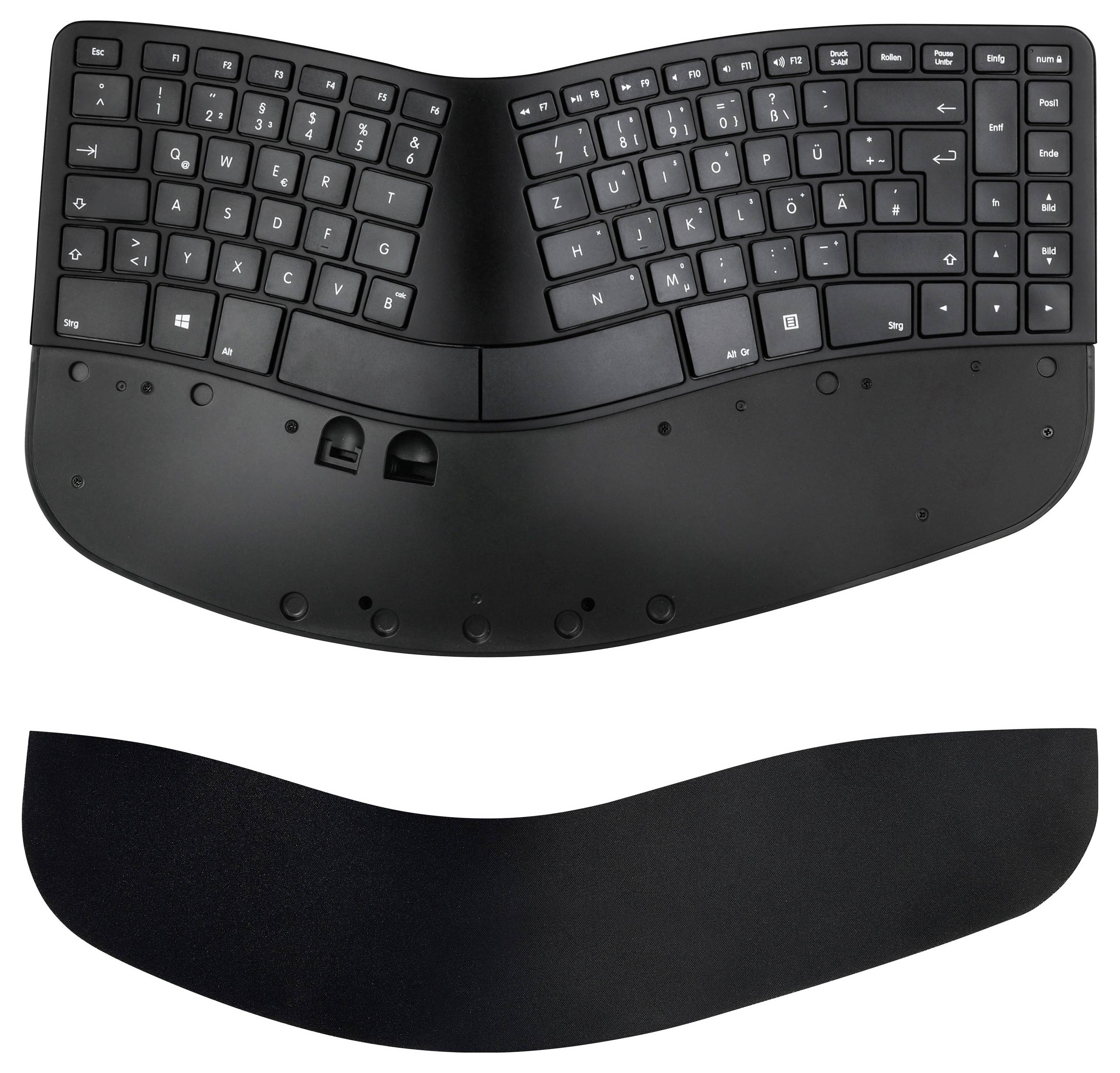 Matias FK413PCD-DE Sculpted Ergonomic Rechargeable Keyboard Kabellos Tastatur Deutsch, QWERTZ Schwa