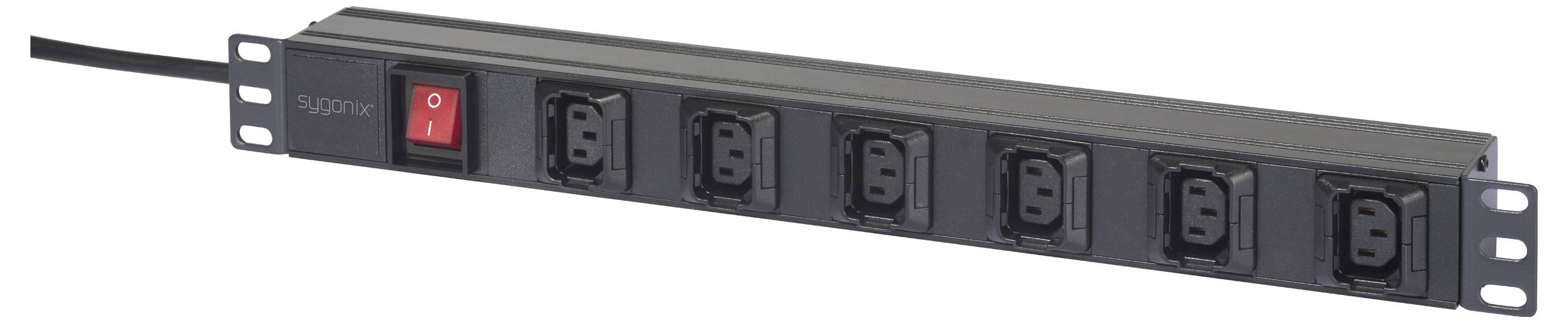 Schaltbare Steckdosenleiste mit sechs Steckplätzen und einem roten Ein-/Ausschalter, geeignet zur Verwaltung mehrerer Geräte.