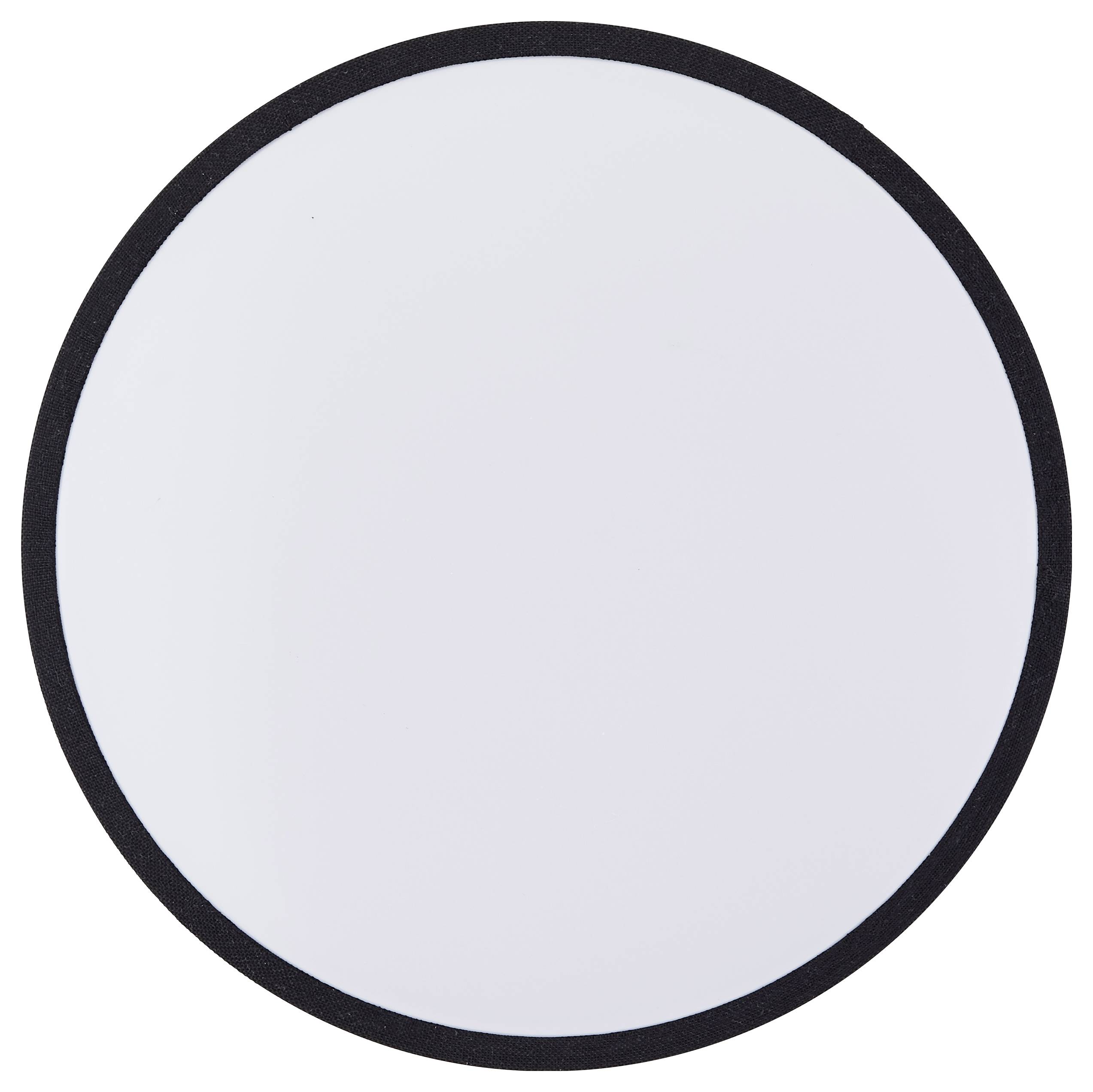 Ein einfacher weißer Kreis mit schwarzem Rand.
