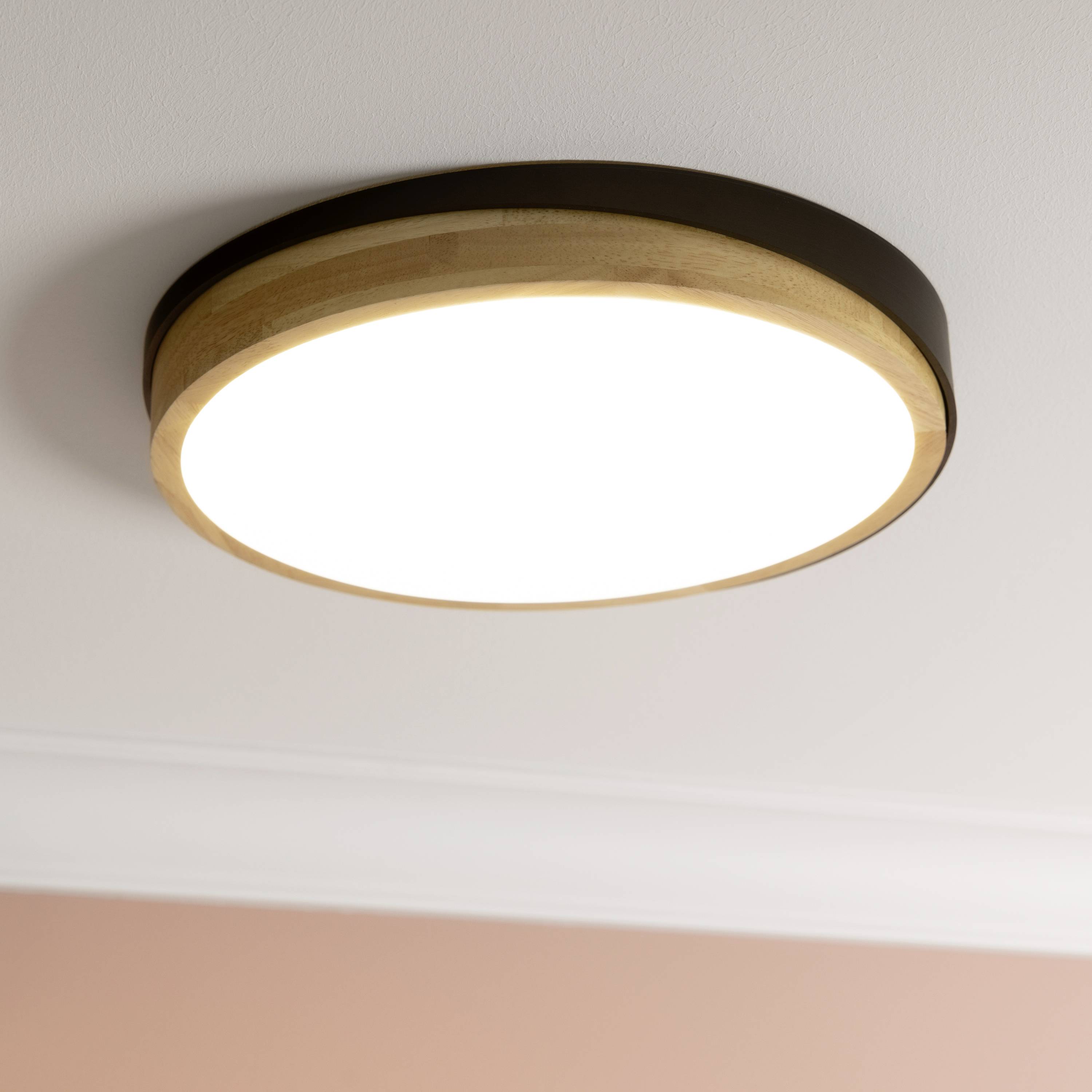 Brilliant G80845/76 Baarlo LED-Deckenleuchte LED LED fest eingebaut 24W Schwarz (matt), Holz