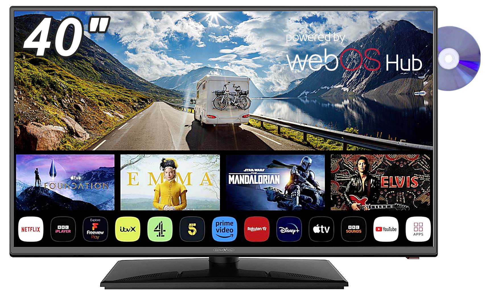 Reflexion LDDW40iBT LCD-TV 100cm 40 Zoll EEK E (A - G) DVB-T2, DVB-C, DVB-S2, Full HD, Smart TV, WLAN, DVD-Player, CI+ Schwarz