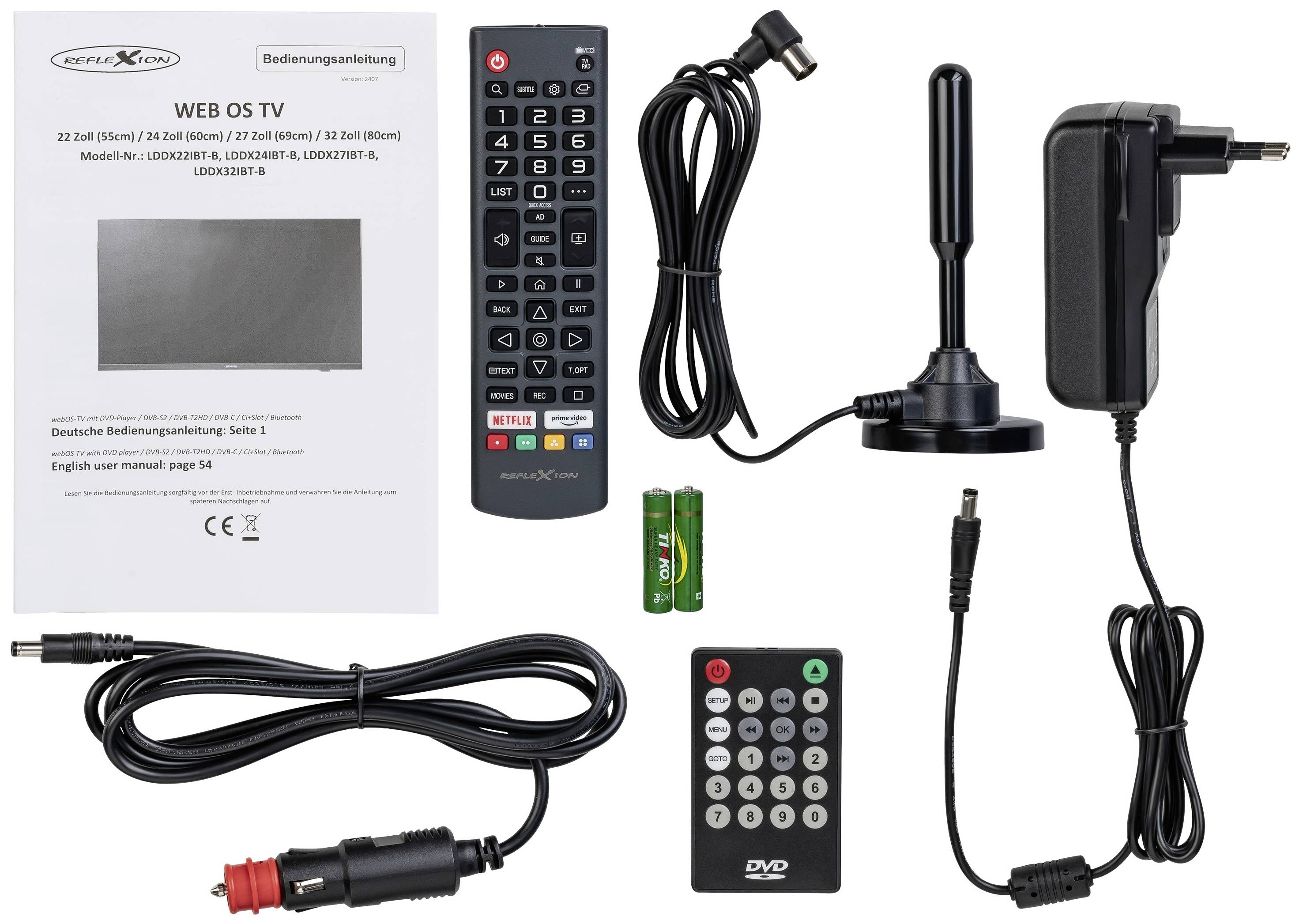 Reflexion LDDX32iBT_B LCD-TV 80cm 32 Zoll EEK E (A - G) DVB-T2, DVB-C, DVB-S2, Full HD, Smart TV, WLAN, DVD-Player, CI+ Schwarz