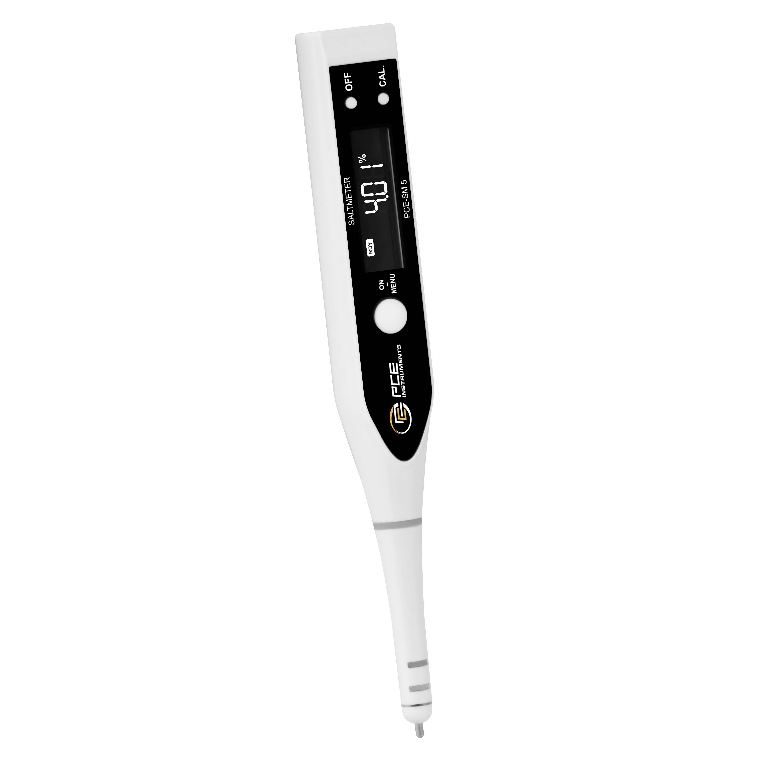 Digitales Sondenthermometer zeigt 40°F an, mit ON/OFF- und CAL-Indikatoren auf weißem Hintergrund.