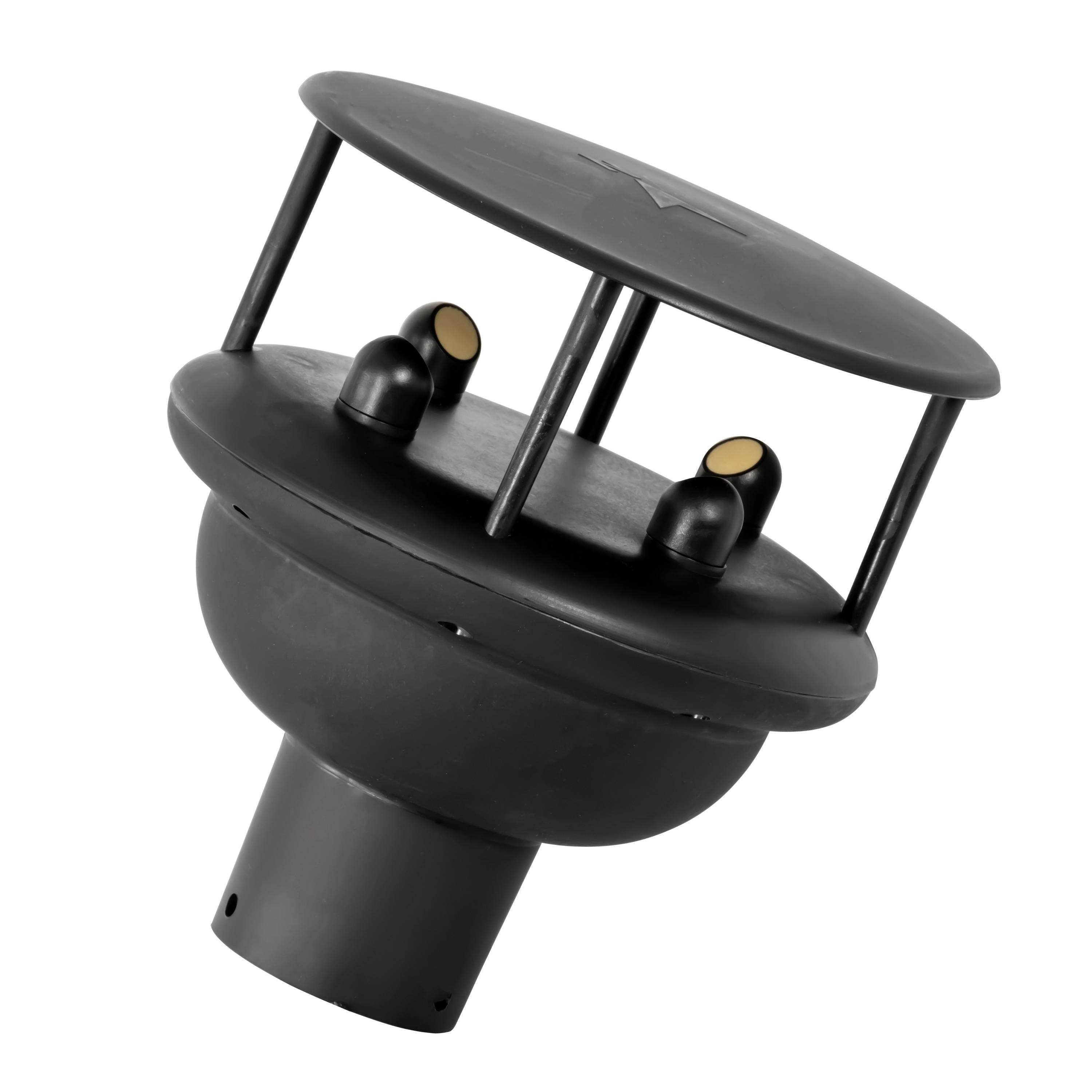 Black outdoor path light with a slanted top and two visible lamp heads on a cylindrical base.